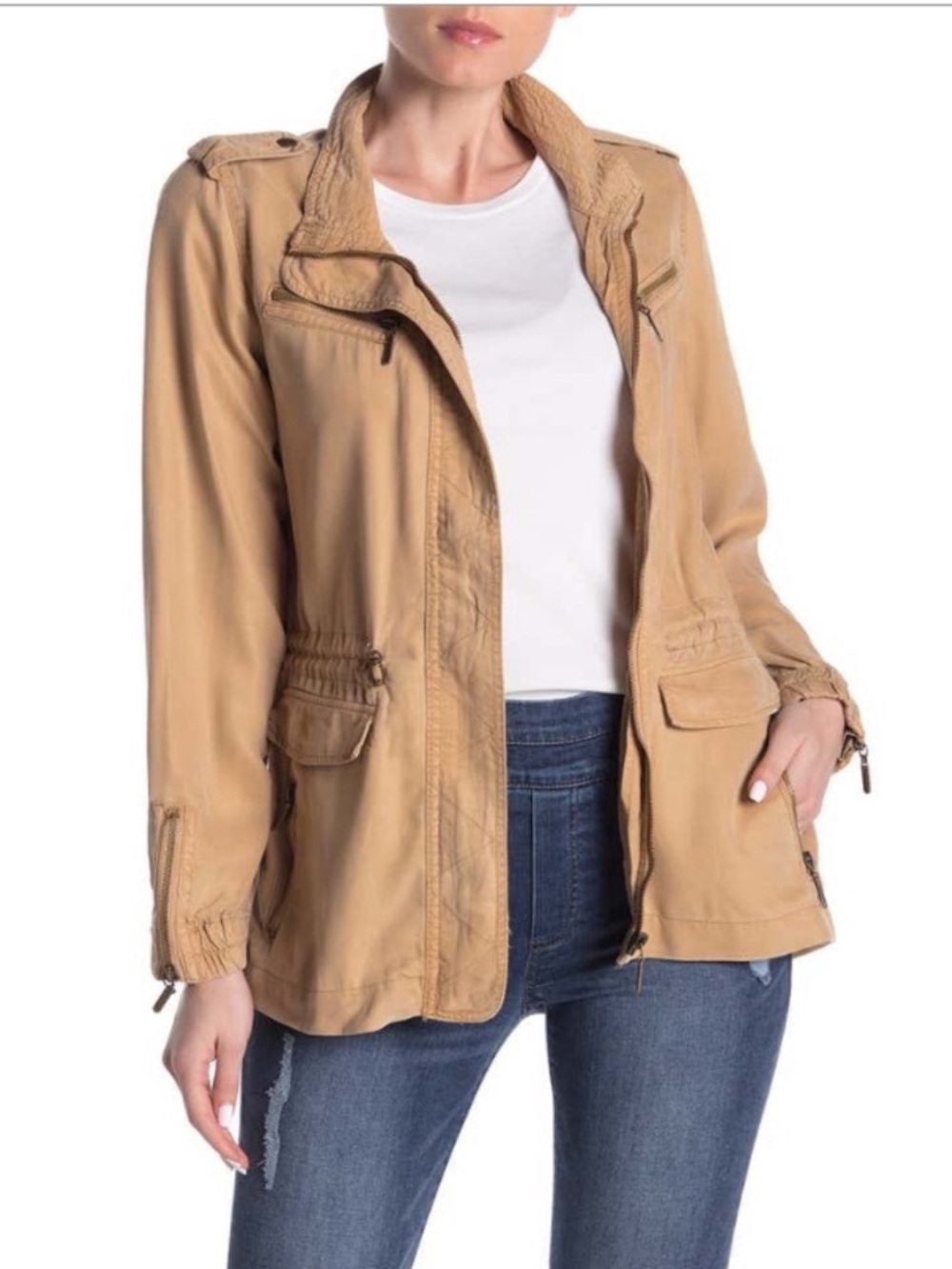 NWT Max Jeans Utility Jacket, XS, Tan